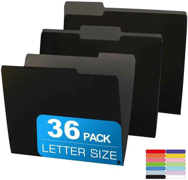 Main image of 36 Packs Colored File Folders,Black File Folders,Two Tone Color File Folder 8.5 x 11 Inch,1/3 Cut Tabs Letter Size,Manila File Folders for Office,School and Home,Organization