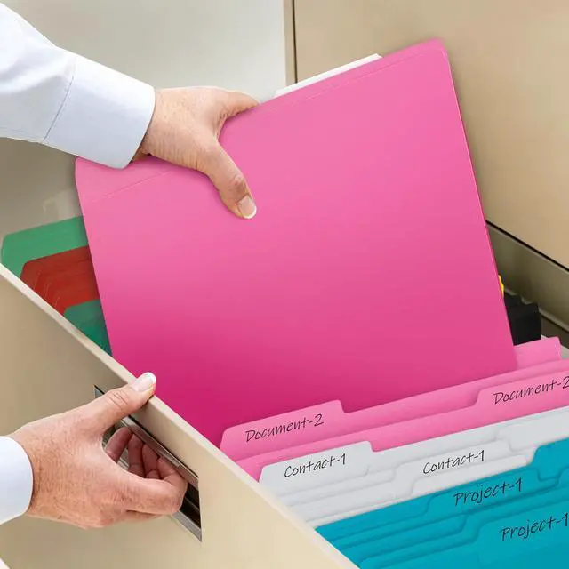 Alt view image 6 of 7 - 36 Packs Colored File Folders,Black File Folders,Two Tone Color File Folder 8.5 x 11 Inch,1/3 Cut Tabs Letter Size,Manila File Folders for Office,School and Home,Organization