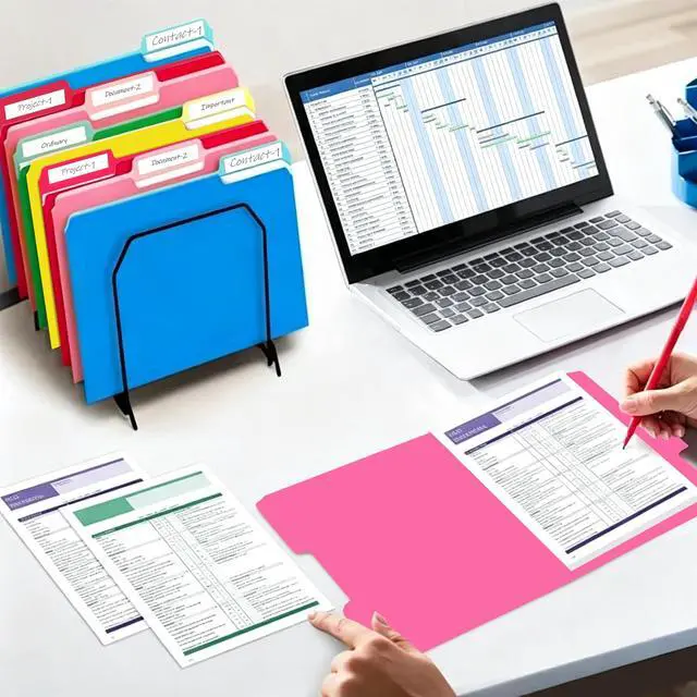 Alt view image 7 of 7 - 36 Packs Colored File Folders,Black File Folders,Two Tone Color File Folder 8.5 x 11 Inch,1/3 Cut Tabs Letter Size,Manila File Folders for Office,School and Home,Organization