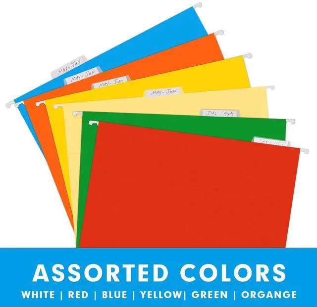 Alt view image 3 of 7 - Hanging File Folders, RAZCC 60 Pack Reinforced Hanging Folders Letter Size, Designed for Bulky Files, Filing Cabinet, Adjustable Tabs, Assorted Colors