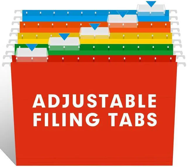 Alt view image 5 of 7 - Hanging File Folders, RAZCC 60 Pack Reinforced Hanging Folders Letter Size, Designed for Bulky Files, Filing Cabinet, Adjustable Tabs, Assorted Colors