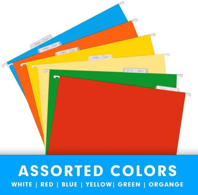 Alt view image 4 of 6 - Extra Capacity Hanging File Folders, RAZCC 30 Pack Letter Size Reinforced Hanging Folders with Heavy Duty 2 Inch Expansion for Bulky Files, Filing Cabinet, Adjustable Tabs, Assorted Colors