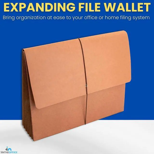 Alt view image 2 of 7 - Expanding File Folder with Flap and Cord Closure, 5-1/4" Expansion, Letter Size, Wallet Redrope, 3 Pack