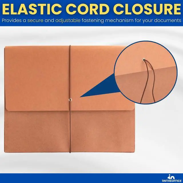 Alt view image 4 of 7 - Expanding File Folder with Flap and Cord Closure, 5-1/4" Expansion, Letter Size, Wallet Redrope, 3 Pack