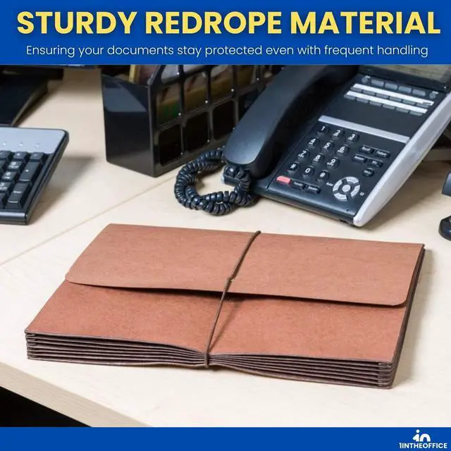 Alt view image 6 of 7 - Expanding File Folder with Flap and Cord Closure, 5-1/4" Expansion, Letter Size, Wallet Redrope, 3 Pack