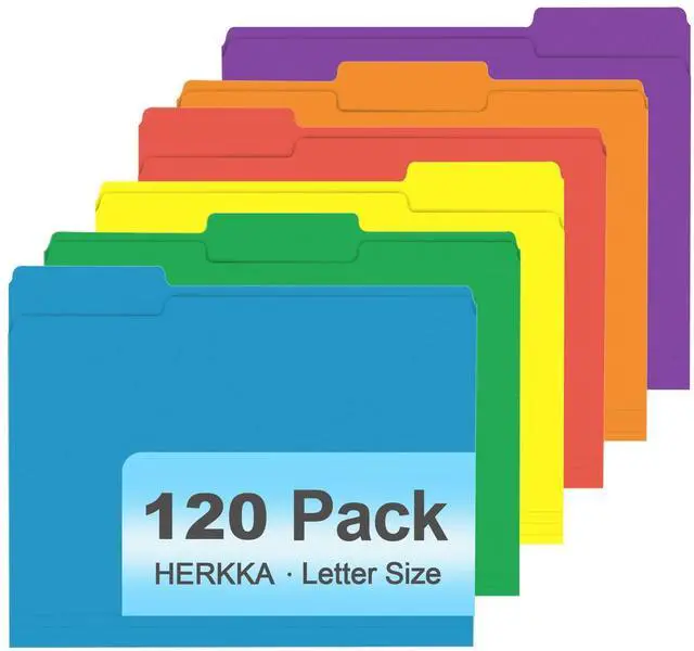 Main image of File Folder, 120 Pack 1/3 Cut Tab File Folders, Colored File Folders Great for Organizing and Filing, Letter Size, Assorted 6 Colors