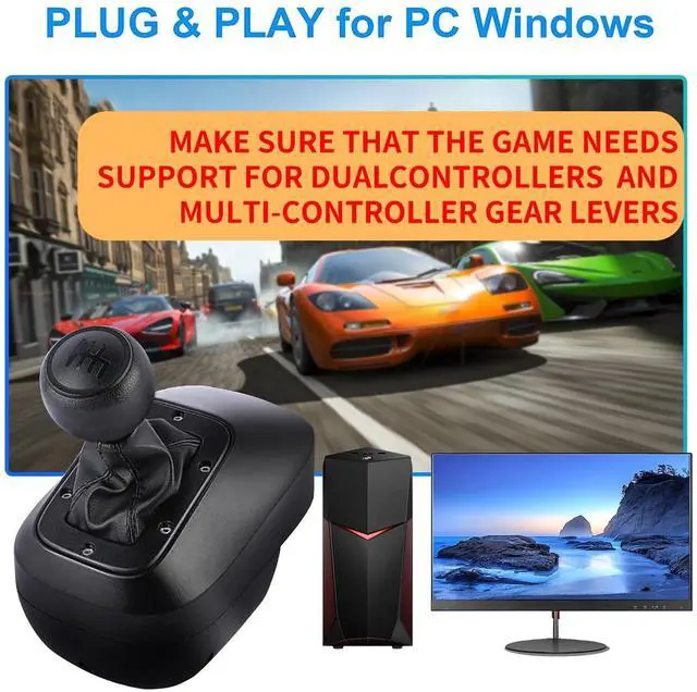 Alt view image 2 of 7 - Gaming Gear Shifter - Compatible with G29 G27 G25 G920 T300RS/GT Racing Wheels, Six-Speed H Pattern with Reverse, Ideal for ATS ETS WRC Sim Racing Games