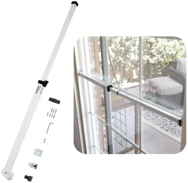 Main image of Sliding Door Security Bar-Child Proof Sliding Door Lock Bar with Anti Lift Lock - Fits Most Doors & Windows - Adjustable Patio Door Security Bar (18.75"- 51.1") - White