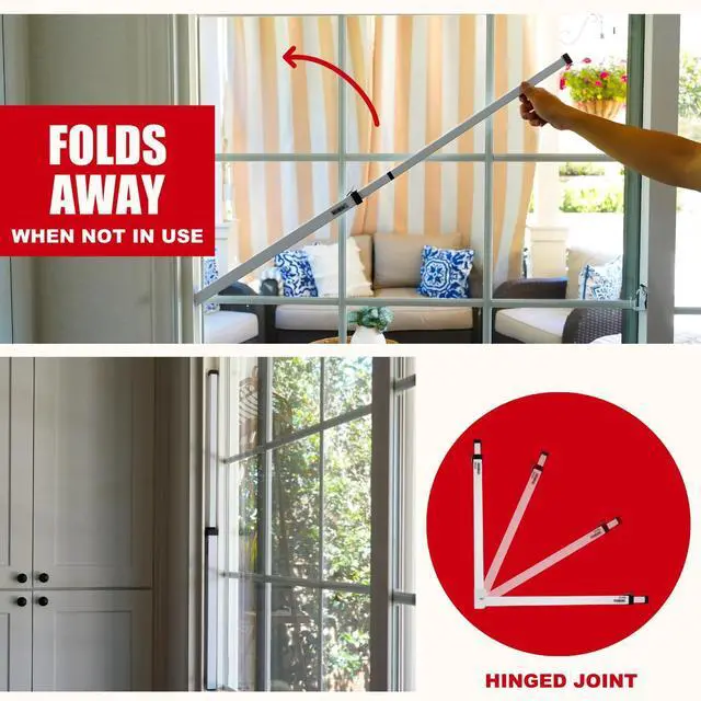 Alt view image 4 of 7 - Sliding Door Security Bar-Child Proof Sliding Door Lock Bar with Anti Lift Lock - Fits Most Doors & Windows - Adjustable Patio Door Security Bar (18.75"- 51.1") - White