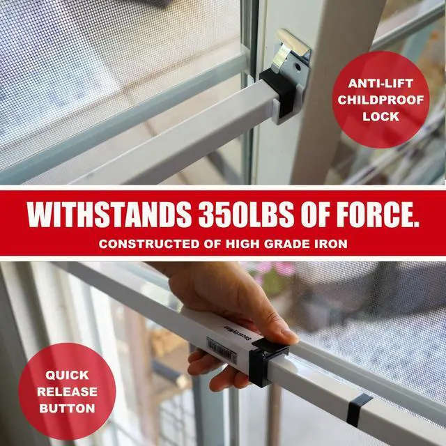 Alt view image 5 of 7 - Sliding Door Security Bar-Child Proof Sliding Door Lock Bar with Anti Lift Lock - Fits Most Doors & Windows - Adjustable Patio Door Security Bar (18.75"- 51.1") - White