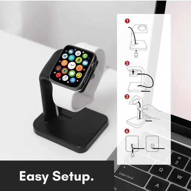 Alt view image 3 of 7 - Apple Watch Charger Stand for Series Ultra, 11, 10, 9, 8, 7, 6, 5, 4, 3, 2, 1, SE (44mm, 42mm, 40mm, 38mm) - iWatch AppleWatch Stand Dock - Apple Watches Charging Station - Black