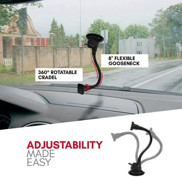 Alt view image 4 of 7 - Windshield Phone Mount for Car Magnetic - Suction Cup Window Mount Phone Holder with 8" Long Gooseneck Arm & Super Strong Magnet Mount for Smartphone and iPhone