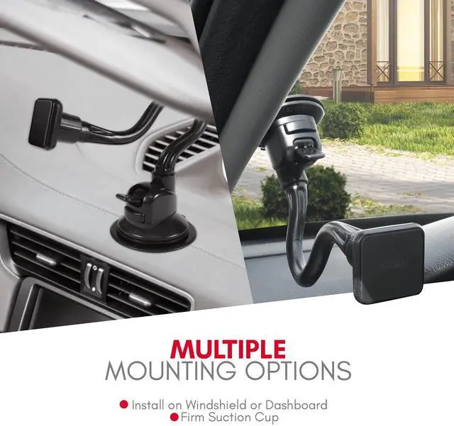 Alt view image 5 of 7 - Windshield Phone Mount for Car Magnetic - Suction Cup Window Mount Phone Holder with 8" Long Gooseneck Arm & Super Strong Magnet Mount for Smartphone and iPhone