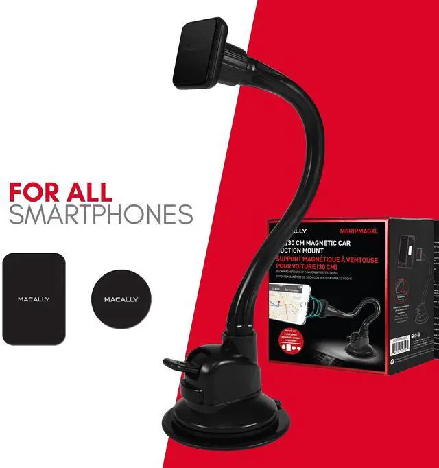 Alt view image 6 of 7 - Windshield Phone Mount for Car Magnetic - Suction Cup Window Mount Phone Holder with 8" Long Gooseneck Arm & Super Strong Magnet Mount for Smartphone and iPhone