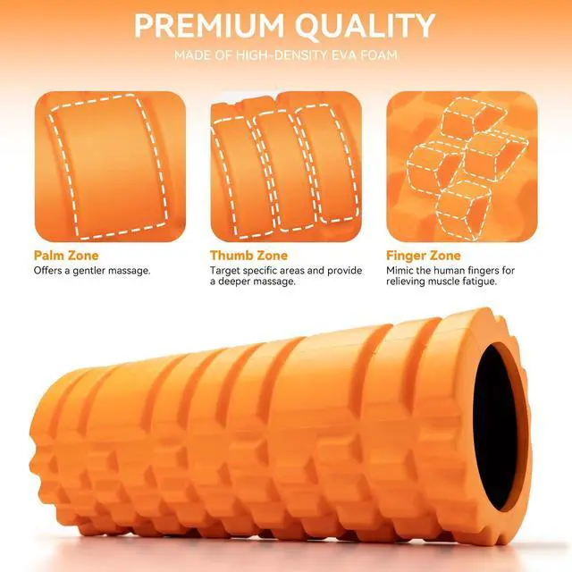 Alt view image 2 of 7 - Foam Roller High Density 13" Patented Exercise Roller for Deep Tissue Muscle Massage, Muscle Massage and Myofascial Trigger Point Release, Relieves Muscle Pain, Improves Mobility (Orange)