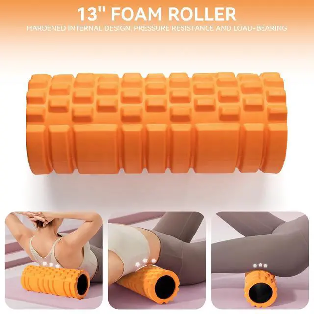 Alt view image 4 of 7 - Foam Roller High Density 13" Patented Exercise Roller for Deep Tissue Muscle Massage, Muscle Massage and Myofascial Trigger Point Release, Relieves Muscle Pain, Improves Mobility (Orange)