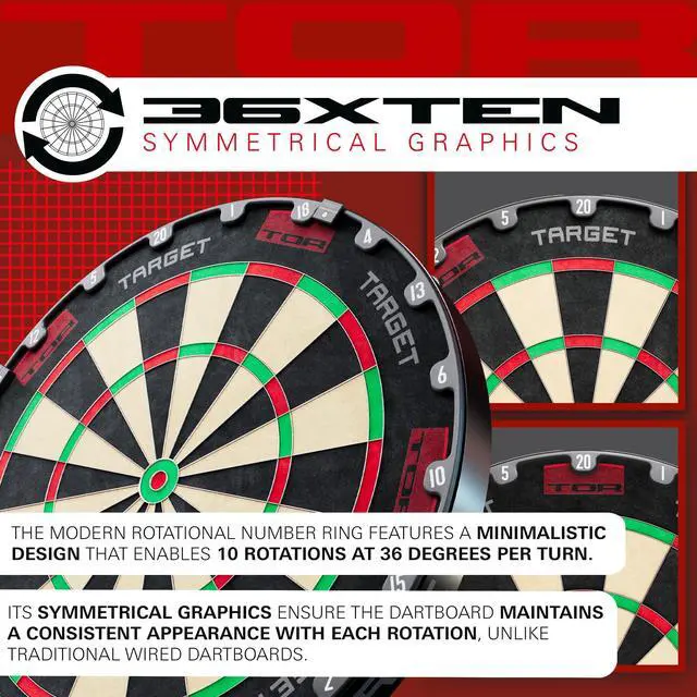 Alt view image 5 of 7 - TOR Dartboard, Steel Tip Dart Board | Competition Standard Steel Tip Dartboards with Fixing Kit, Modern Rotational Number Ring, Premium Madagascan Sisal, Stainless Steel Thin Wire System