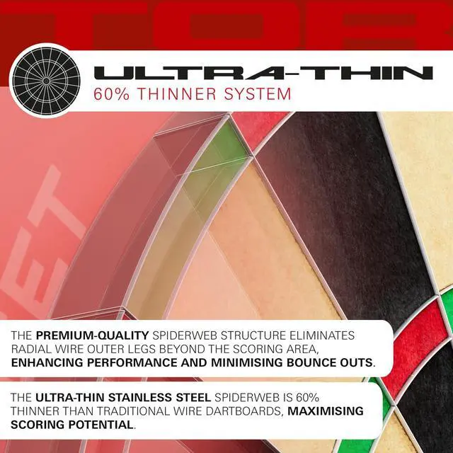 Alt view image 3 of 7 - TOR Dartboard, Steel Tip Dart Board | Competition Standard Steel Tip Dartboards with Fixing Kit, Modern Rotational Number Ring, Premium Madagascan Sisal, Stainless Steel Thin Wire System