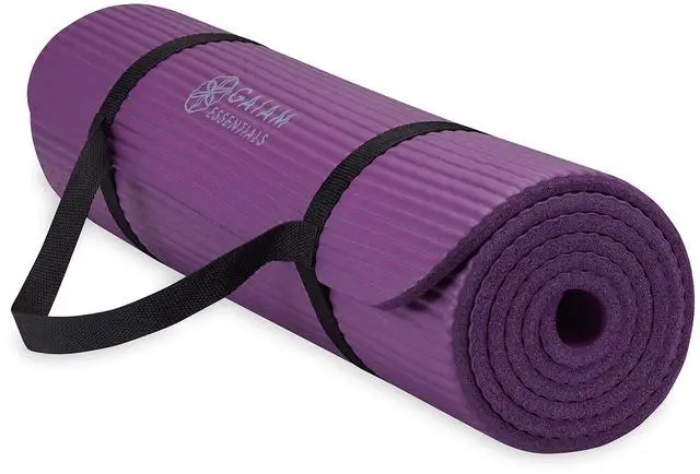 Main image of Essentials Thick Yoga Mat Fitness & Exercise Mat with Easy-Cinch Carrier Strap, Purple, 72"L X 24"W X 2/5 Inch Thick, 10mm