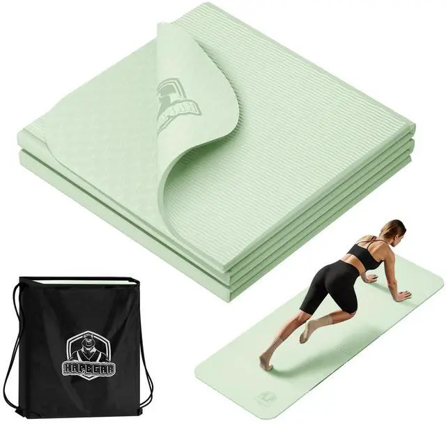 Main image of Foldable Yoga Mat - 72"x24"x0.24" (6mm), Non-Slip TPE Exercise Mat for Home Workout, Yoga, Pilates,Stretching, & Travel, Durable & Eco-Friendly, Includes Carry Bag