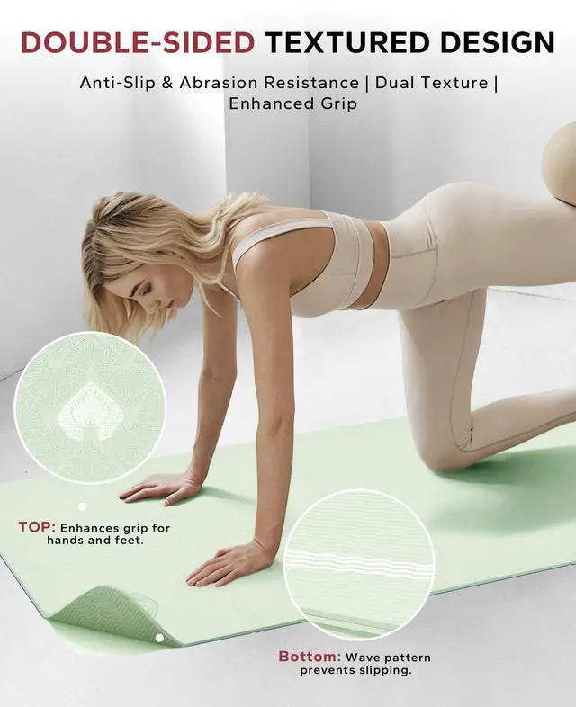 Alt view image 3 of 7 - Foldable Yoga Mat - 72"x24"x0.24" (6mm), Non-Slip TPE Exercise Mat for Home Workout, Yoga, Pilates,Stretching, & Travel, Durable & Eco-Friendly, Includes Carry Bag
