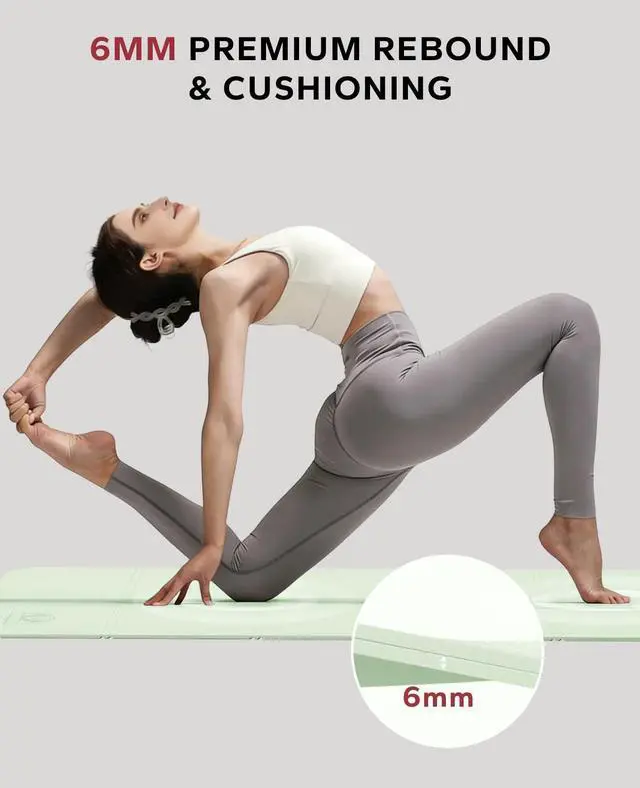 Alt view image 4 of 7 - Foldable Yoga Mat - 72"x24"x0.24" (6mm), Non-Slip TPE Exercise Mat for Home Workout, Yoga, Pilates,Stretching, & Travel, Durable & Eco-Friendly, Includes Carry Bag