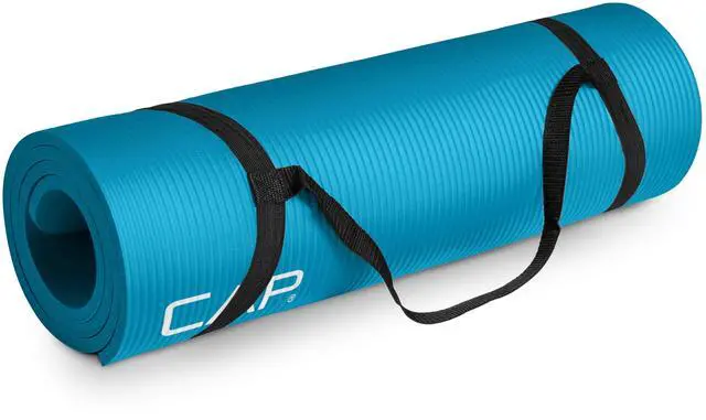 Main image of Yoga Mat 1/2" Thick with Carrying Strap - High Density Exercise Mat for Yoga, Pilates, Stretching, Floor & Fitness Workouts - 68''x24''x1/2" | Teal