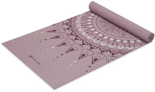 Main image of Yoga Mat Classic Print Non Slip Exercise & Fitness Mat for All Types of Yoga, Pilates & Floor Workouts, Here & Now Dusty Rose, 4mm