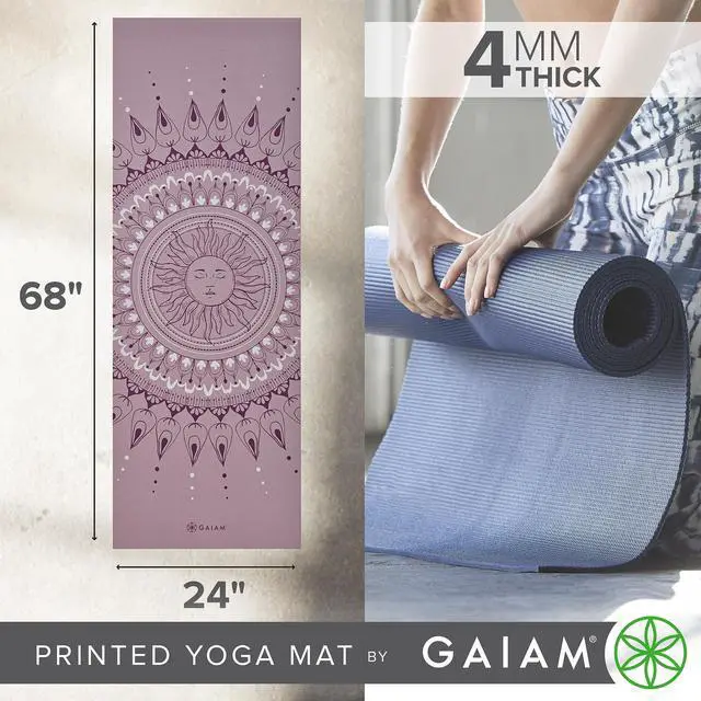 Alt view image 2 of 5 - Yoga Mat Classic Print Non Slip Exercise & Fitness Mat for All Types of Yoga, Pilates & Floor Workouts, Here & Now Dusty Rose, 4mm