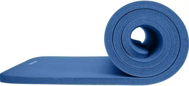 Alt view image 5 of 6 - Solana Yoga Mat 1" Thick w/Nylon Strap for Men & Women - Non Slip Exercise Mat for Home Yoga, Pilates, Stretching, Floor & Fitness Workouts - Denim Blue