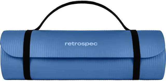 Alt view image 4 of 6 - Solana Yoga Mat 1" Thick w/Nylon Strap for Men & Women - Non Slip Exercise Mat for Home Yoga, Pilates, Stretching, Floor & Fitness Workouts - Denim Blue
