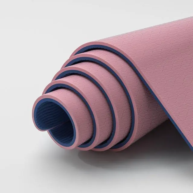 Alt view image 2 of 7 - Yoga Mat Thick Soft Exercise Mat for Home Gym, Anti-Tear Cushioned Mat for Men Women, 76"x32.7"x0.35" for Stretching, Pilates(Pink + Dark Blue)