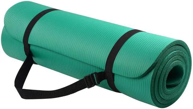 Main image of 1/2-Inch Thick High Density Foam Exercise Yoga Mat with Carrying Strap, For Cushioning The Body Against Hard Floors, Green