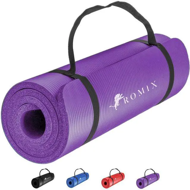 Main image of Yoga Mat Thick 2/5 Inch (10mm), 72"L x 24"W Non-Slip Workout Mat, Large Yoga Mats for Women Men With Carry Bag and Strap, Exercise Mats for Home Workout Meditation Training Equipment (Purple)