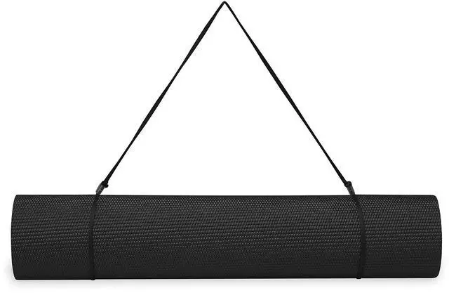 Alt view image 6 of 7 - Essentials 1/4" Thin (6mm) Yoga & Pilates, Fitness & Exercise Mat with Easy-Cinch Carrier Strap Cusion Support For Fitness and Gym Workouts