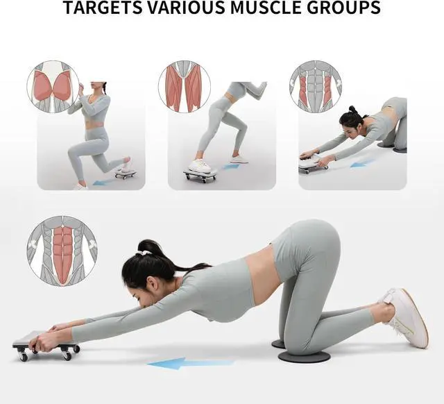 Alt view image 2 of 7 - Ab Roller with Knee Pads for Abs Workout, Multifunctional Ab Roller Wheel for Abs Workout, Abdominal Roller with Knee Pads, Abdominal Exercises Wheel, Abb Roller (Slide Fitness Trainer)
