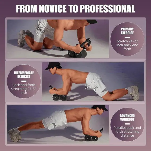 Alt view image 3 of 7 - Ab Roller and Resistance Booty Bands Set High-Performance Abdominal Exercise Machine with Automatic Rebound, Multi-layered Anti-Slip Design & Versatile Exercise Bands with 3 Strength Level