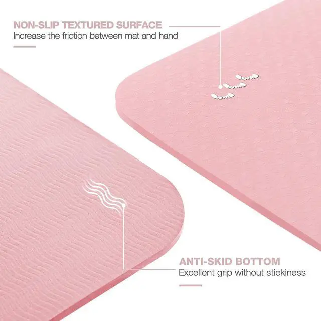 Alt view image 2 of 6 - Yoga Mat Non Slip, Pilates Fitness Mats, Eco Friendly, Anti-Tear 1/4" Thick Yoga Mats for Women, Exercise Mats for Home Workout with Carrying Sling and Storage Bag
