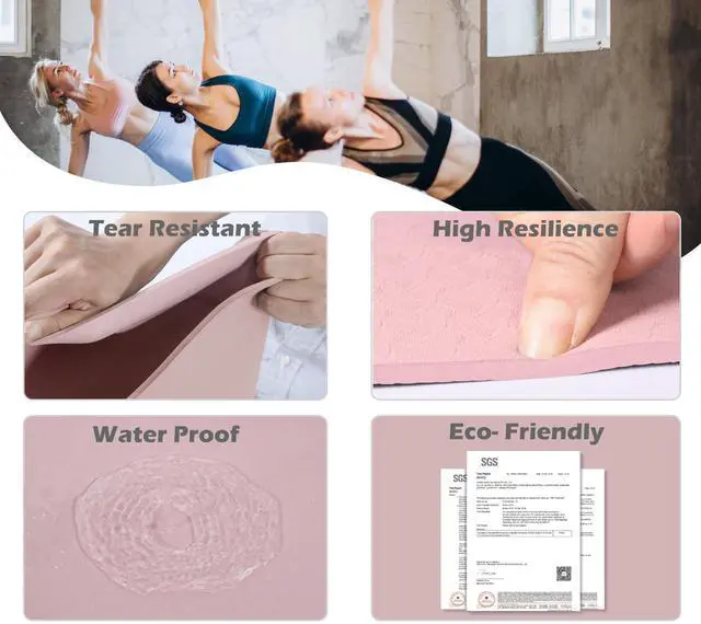 Alt view image 3 of 6 - Yoga Mat Non Slip, Pilates Fitness Mats, Eco Friendly, Anti-Tear 1/4" Thick Yoga Mats for Women, Exercise Mats for Home Workout with Carrying Sling and Storage Bag