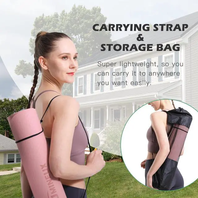 Alt view image 6 of 6 - Yoga Mat Non Slip, Pilates Fitness Mats, Eco Friendly, Anti-Tear 1/4" Thick Yoga Mats for Women, Exercise Mats for Home Workout with Carrying Sling and Storage Bag