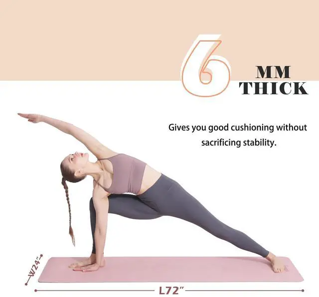 Alt view image 4 of 6 - Yoga Mat Non Slip, Pilates Fitness Mats, Eco Friendly, Anti-Tear 1/4" Thick Yoga Mats for Women, Exercise Mats for Home Workout with Carrying Sling and Storage Bag