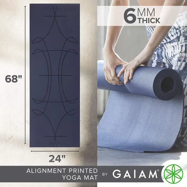 Alt view image 3 of 5 - Yoga Mat - Alignment Print Premium 6mm Thick Non Slip Exercise & Fitness Mat for All Types of Yoga, Pilates & Floor Workouts (68" x 24" x 6mm Thick), Ink