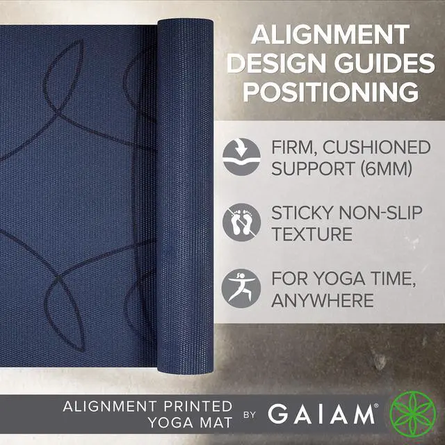 Alt view image 2 of 5 - Yoga Mat - Alignment Print Premium 6mm Thick Non Slip Exercise & Fitness Mat for All Types of Yoga, Pilates & Floor Workouts (68" x 24" x 6mm Thick), Ink