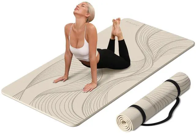Main image of Large Yoga Mat-72x36x0.4 Extra Width Thick,Comfortable,Non-Slip Exercise Mat-Works Great on All Floor for Stretching,Yoga Studio,Gym or Home Workouts (Beige)