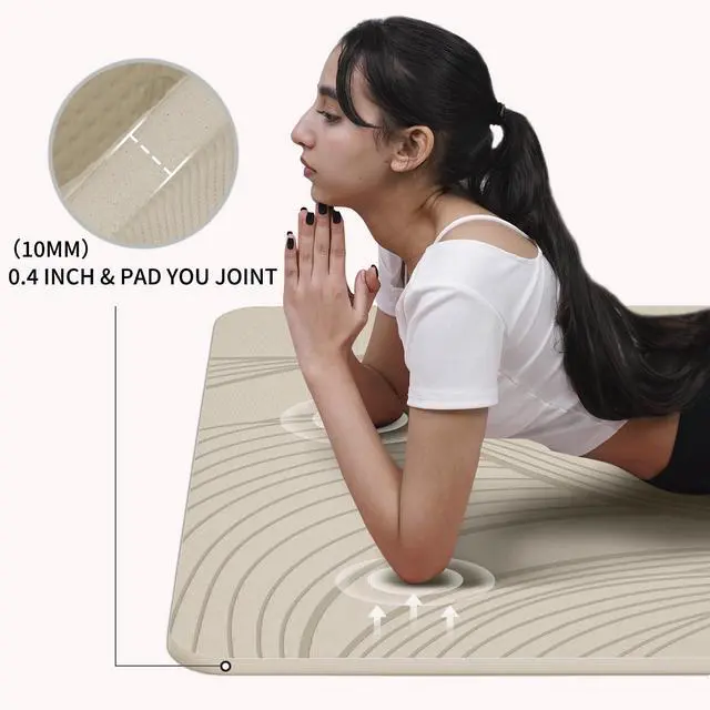 Alt view image 6 of 7 - Large Yoga Mat-72x36x0.4 Extra Width Thick,Comfortable,Non-Slip Exercise Mat-Works Great on All Floor for Stretching,Yoga Studio,Gym or Home Workouts (Beige)