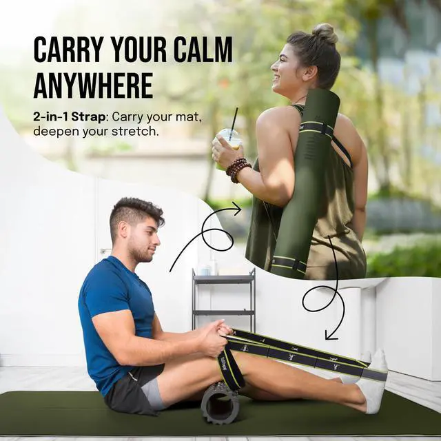 Alt view image 7 of 7 - Extra Wide Yoga Mat for Men Women (72"L x 36"W) Non Slip Fitness & Exercise Mat with Alignment Marks for Yoga, Pilates, Floor Workouts (Olive Green, Standard (1/4 inch Thick))