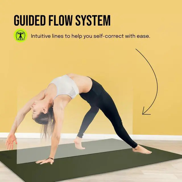 Alt view image 6 of 7 - Extra Wide Yoga Mat for Men Women (72"L x 36"W) Non Slip Fitness & Exercise Mat with Alignment Marks for Yoga, Pilates, Floor Workouts (Olive Green, Standard (1/4 inch Thick))