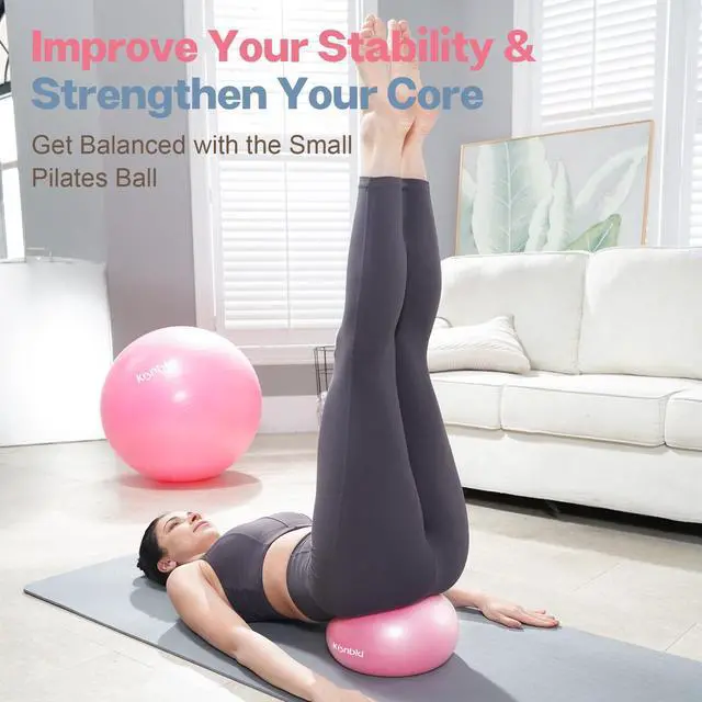 Alt view image 2 of 7 - Small Exercise Ball, 9 Inch Mini Pilates Ball, Anti Burst and Slip Resistant Mini Yoga Ball for Stability, Fitness, Physical Therapy, Stretching & Core Strength Workout at Home Gym & Office