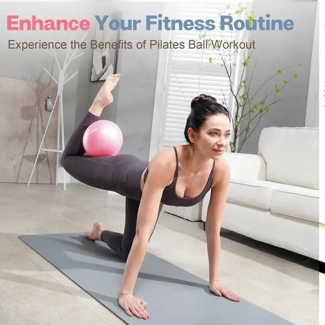 Alt view image 4 of 7 - Small Exercise Ball, 9 Inch Mini Pilates Ball, Anti Burst and Slip Resistant Mini Yoga Ball for Stability, Fitness, Physical Therapy, Stretching & Core Strength Workout at Home Gym & Office