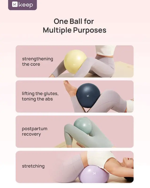 Alt view image 5 of 5 - Pilates Ball Small- Balance Yoga Balls for Working Out, Fitness Ball for Core Strength and Physical Therapy, 25cm,Pale Green